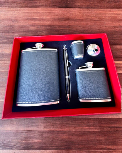 "Stylish Gentleman" Flasks Set - personalization option with engraving for a gift