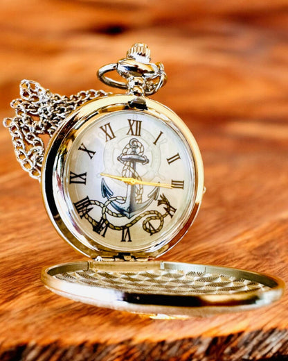 Pocket Watch "Golden Anchor" - personalization for a gift with engraving