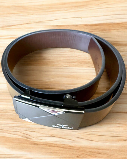 Ceinture Noire Homme Avec Boucle Automatique Cabor Kunkel, possibilité de personnalisation par gravure pour un cadeau