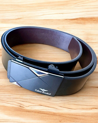 Ceinture Noire Homme Avec Boucle Automatique Cabor Kunkel, possibilité de personnalisation par gravure pour un cadeau