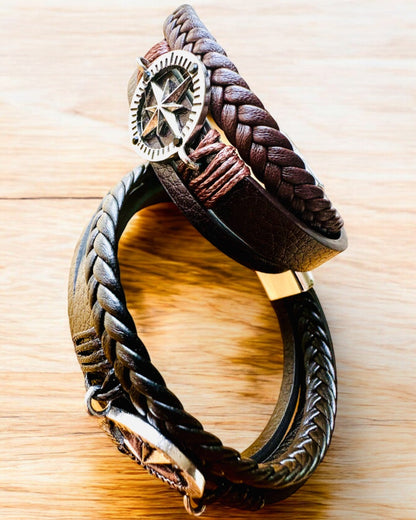 Armband "Compass Adventure" - mogelijkheid tot personalisatie met gravure als cadeau, 2 kleurvarianten om uit te kiezen