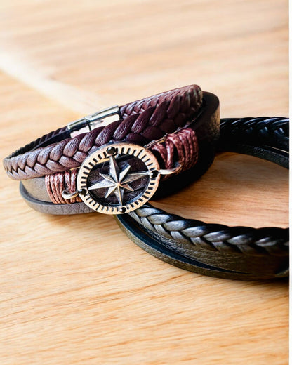 Bracelet "Compass Adventure" - possibilité de personnalisation par gravure pour un cadeau, 2 variantes de couleurs au choix.