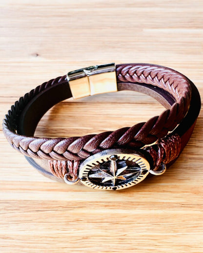 Bracelet "Compass Adventure" - possibilité de personnalisation par gravure pour un cadeau, 2 variantes de couleurs au choix.