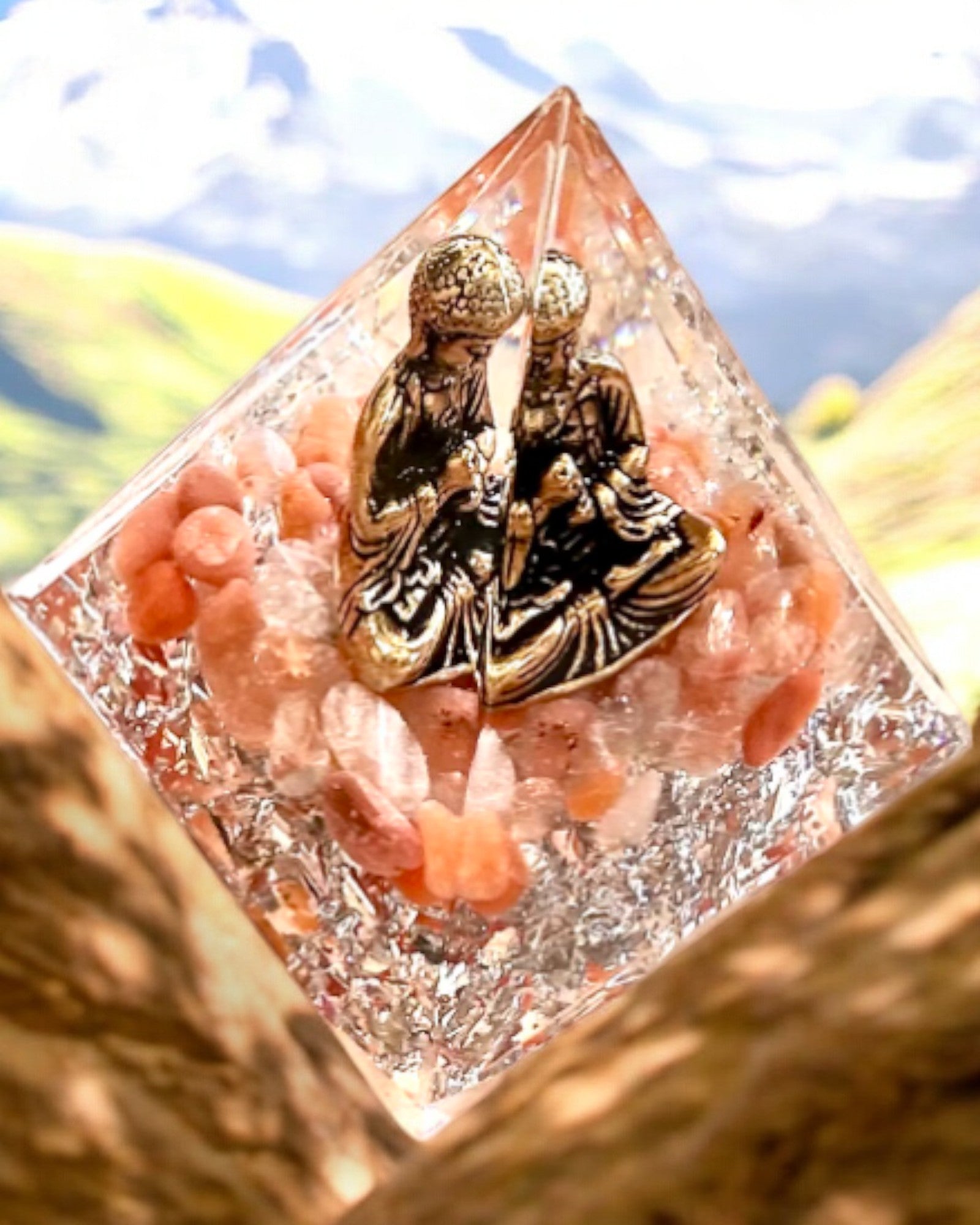 Energy Pyramid "Meditation of Peace" with Precious Stones