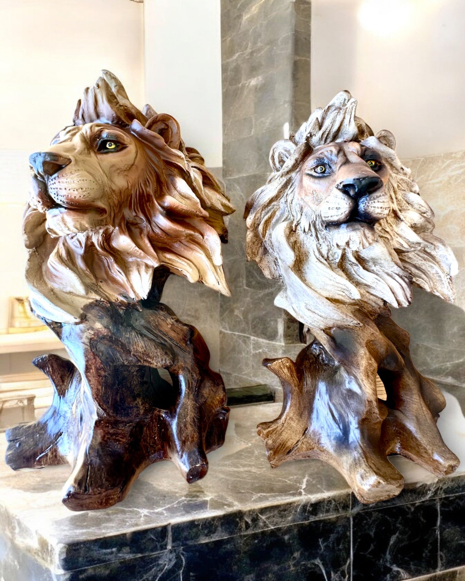 "Lion Courage" - Resin Figurine, 28 cm tall, with engraving option for a gift