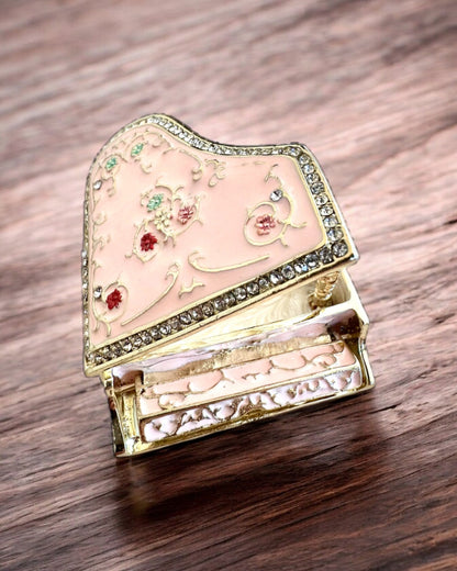 Elegant jewelry box "Mini Piano - classic roses" - with engraving option for a gift