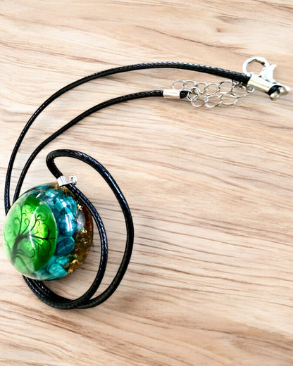 "Amulette de Vie en Malachite" - collier avec possibilité de personnalisation par gravure pour un cadeau