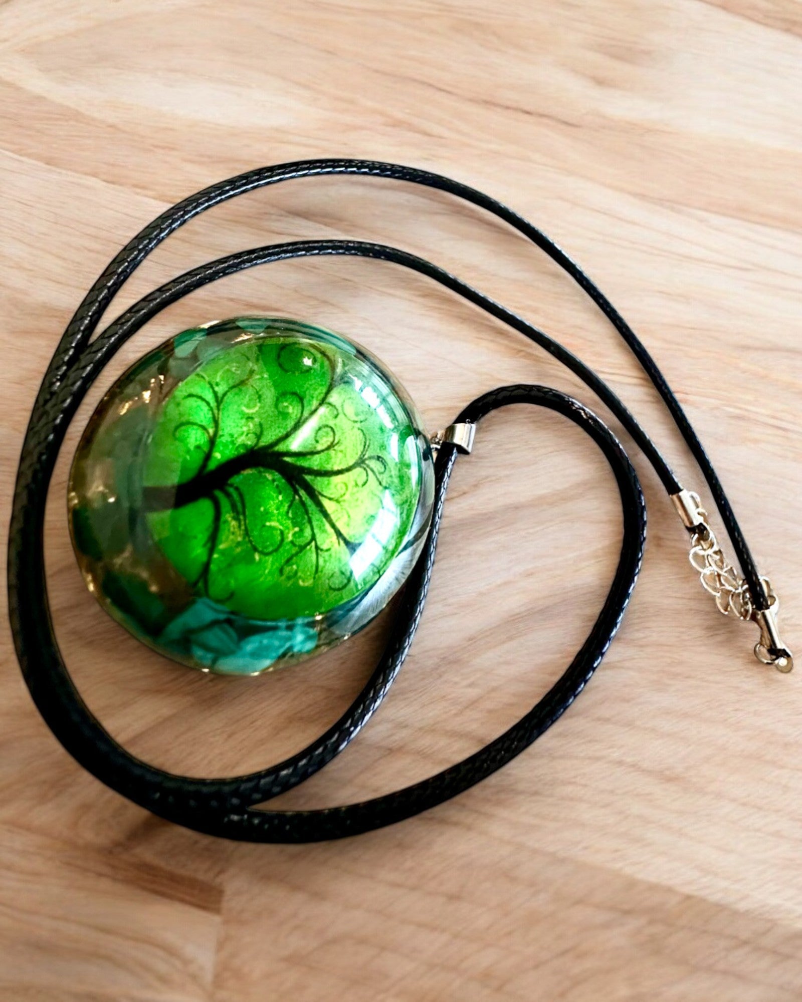 "Amulette de Vie en Malachite" - collier avec possibilité de personnalisation par gravure pour un cadeau