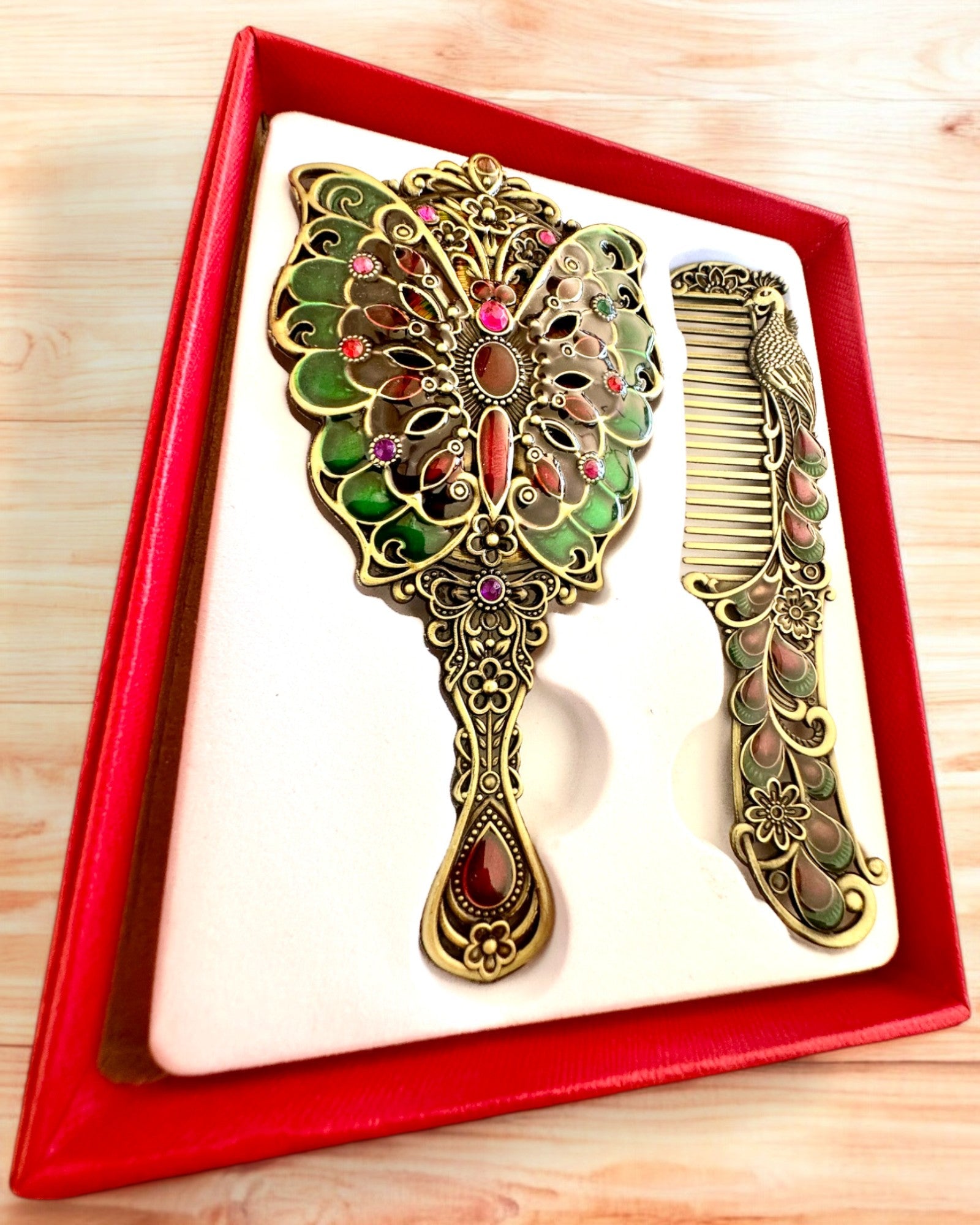 Mirror Set "Butterfly Elegance" with Comb