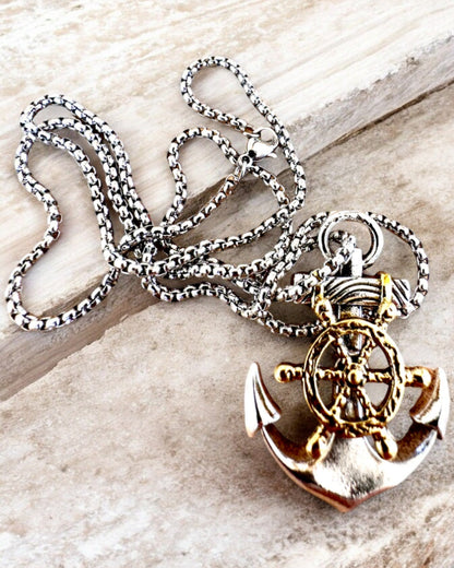 Sea Amulet "Captain's Anchor", necklace with engraving option for a gift