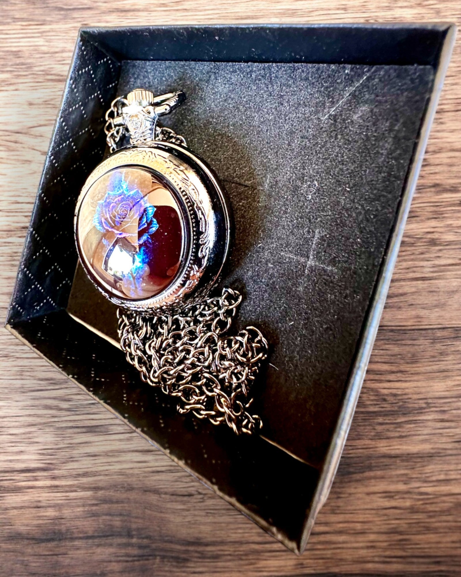 Pocket watch "Rose of Darkness" - stainless steel, with engraving option for a gift