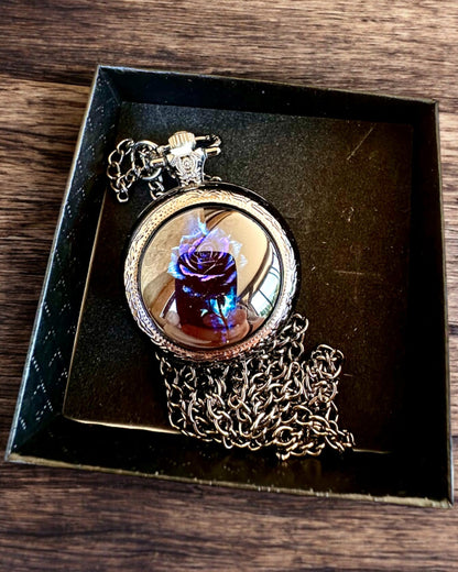 Pocket watch "Rose of Darkness" - stainless steel, with engraving option for a gift