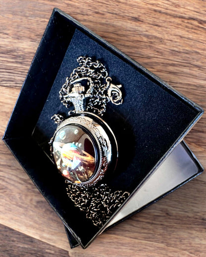 "Galactic Secret" Cosmic Pocket Watch, personalization with engraving for a gift