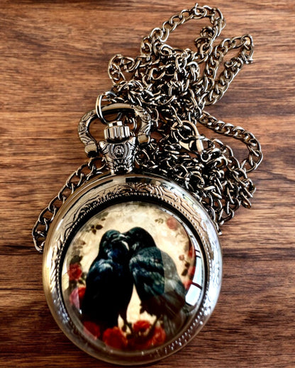 Pocket Watch 'Kiss of the Crows' with Engraving – personalization with engraving for a gift