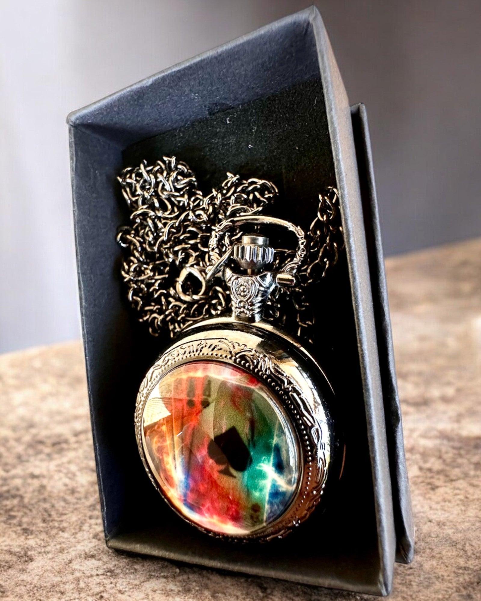 Pocket watch "Magical Deck" - Stylish stainless steel accessory, personalization with engraving for a gift