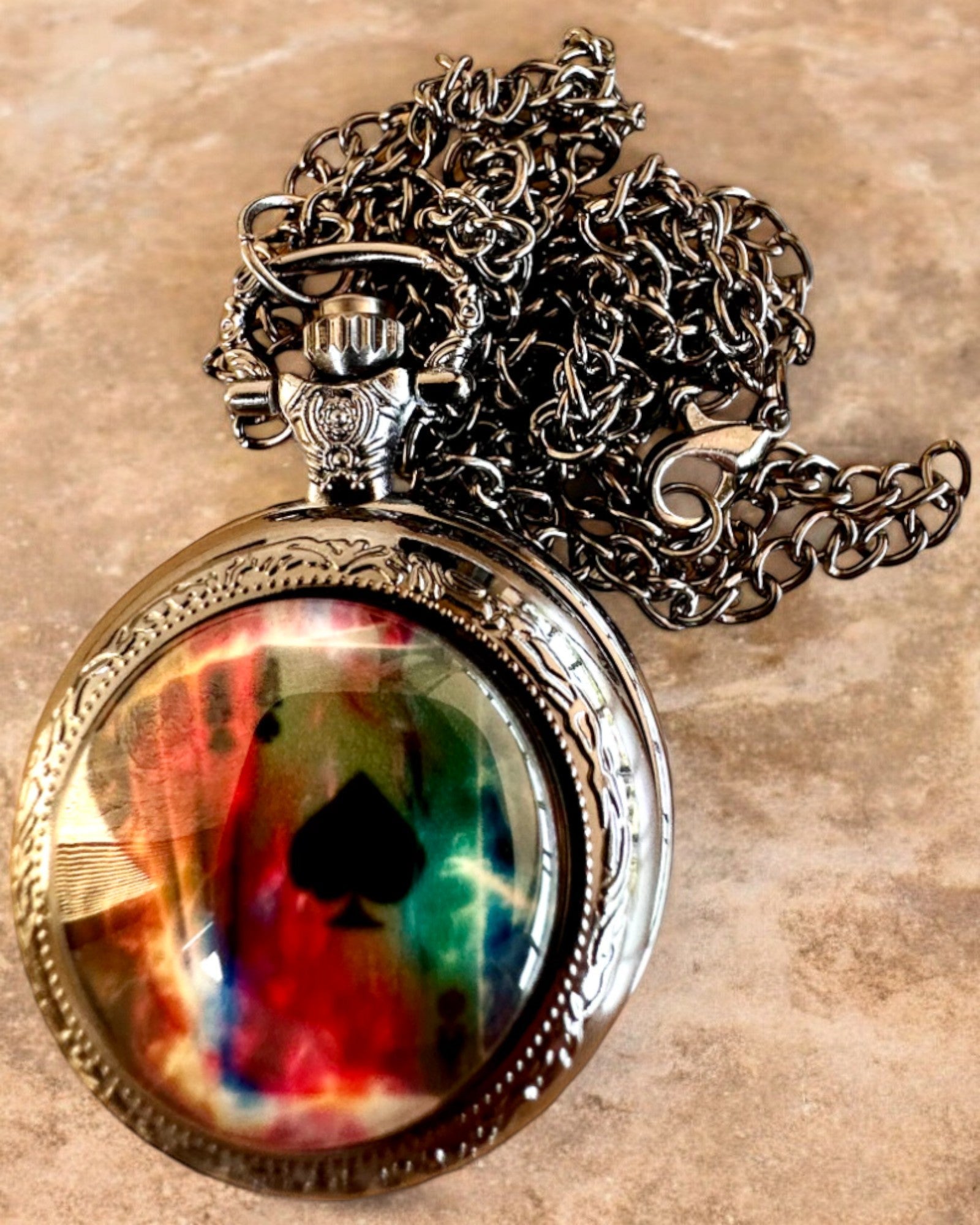 Pocket watch "Magical Deck" - Stylish stainless steel accessory, personalization with engraving for a gift