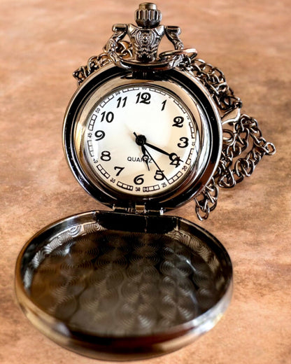 Pocket watch "Magical Deck" - Stylish stainless steel accessory, personalization with engraving for a gift