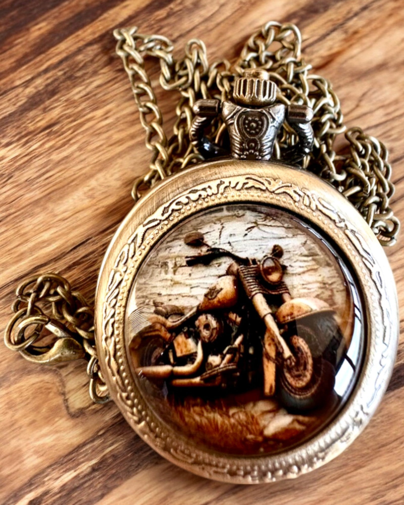 Montre de poche rétro "Style motocycliste", possibilité de personnalisation par gravure pour un cadeau