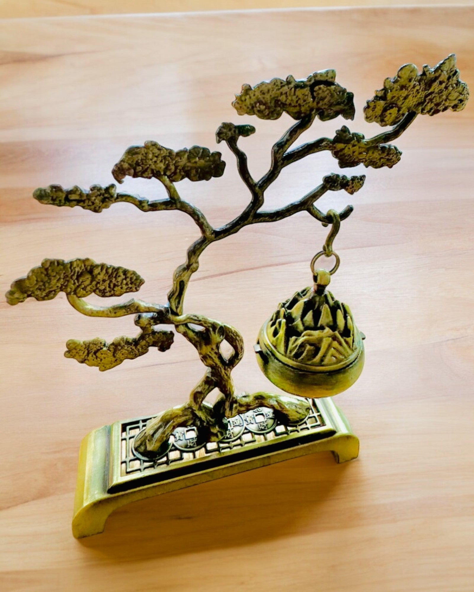 Elegant Metal Incense Holder Bonsai - personalization option with engraving for a gift