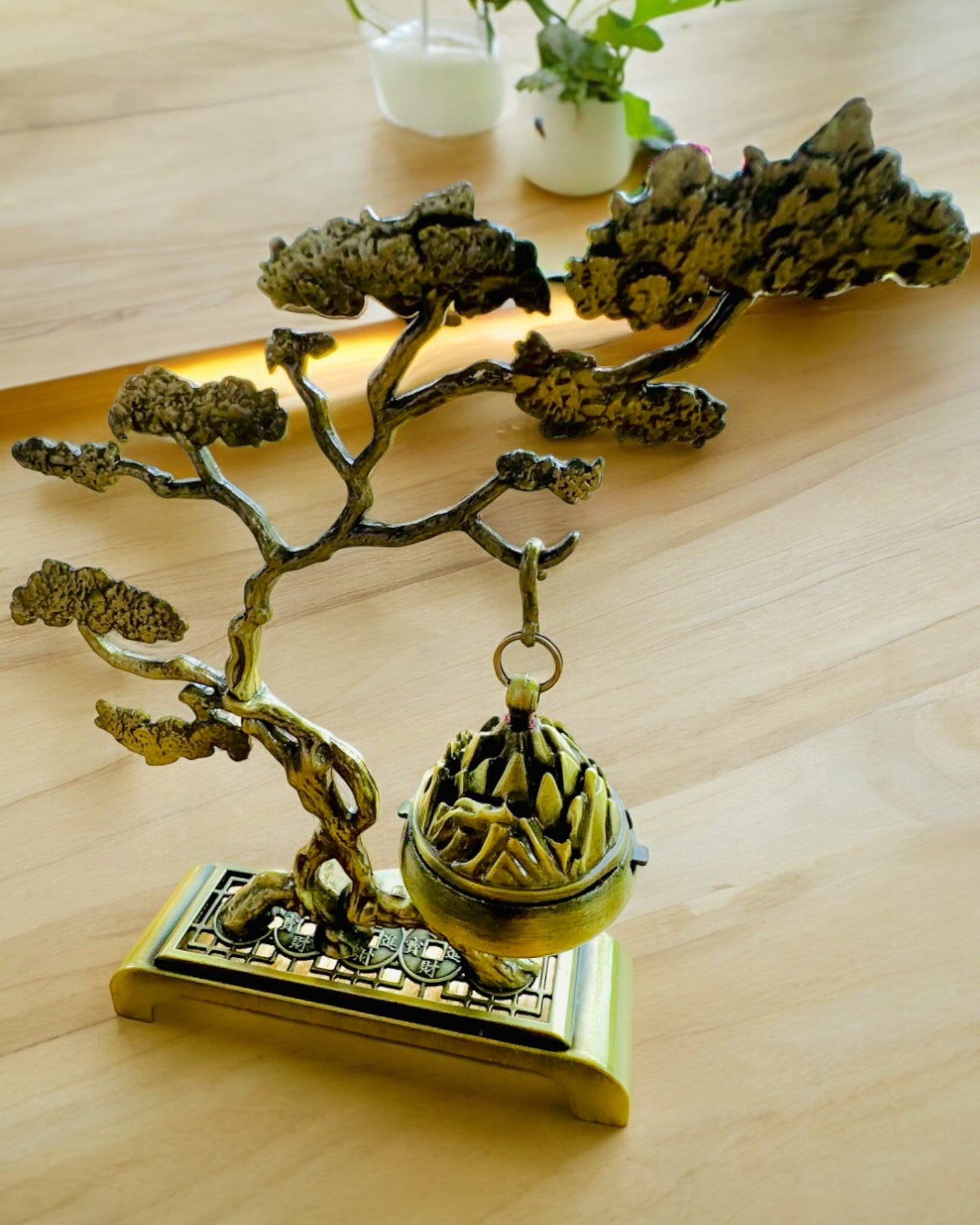 Poignée en métal élégante pour encens Bonsai - possibilité de personnalisation par gravure pour un cadeau