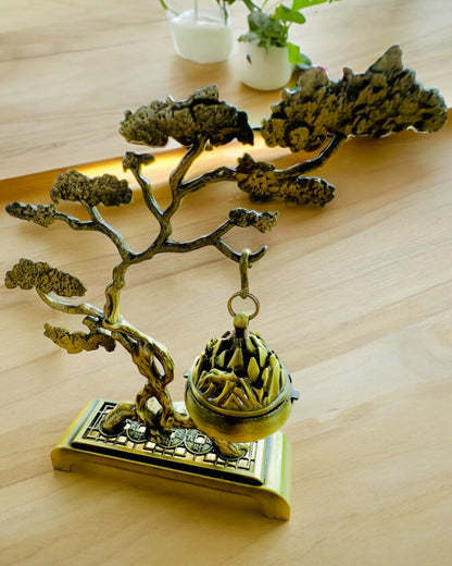 Eleganter Metallhalter für Bonsai-Räucherstäbchen - Möglichkeit zur Personalisierung mit Gravur als Geschenk