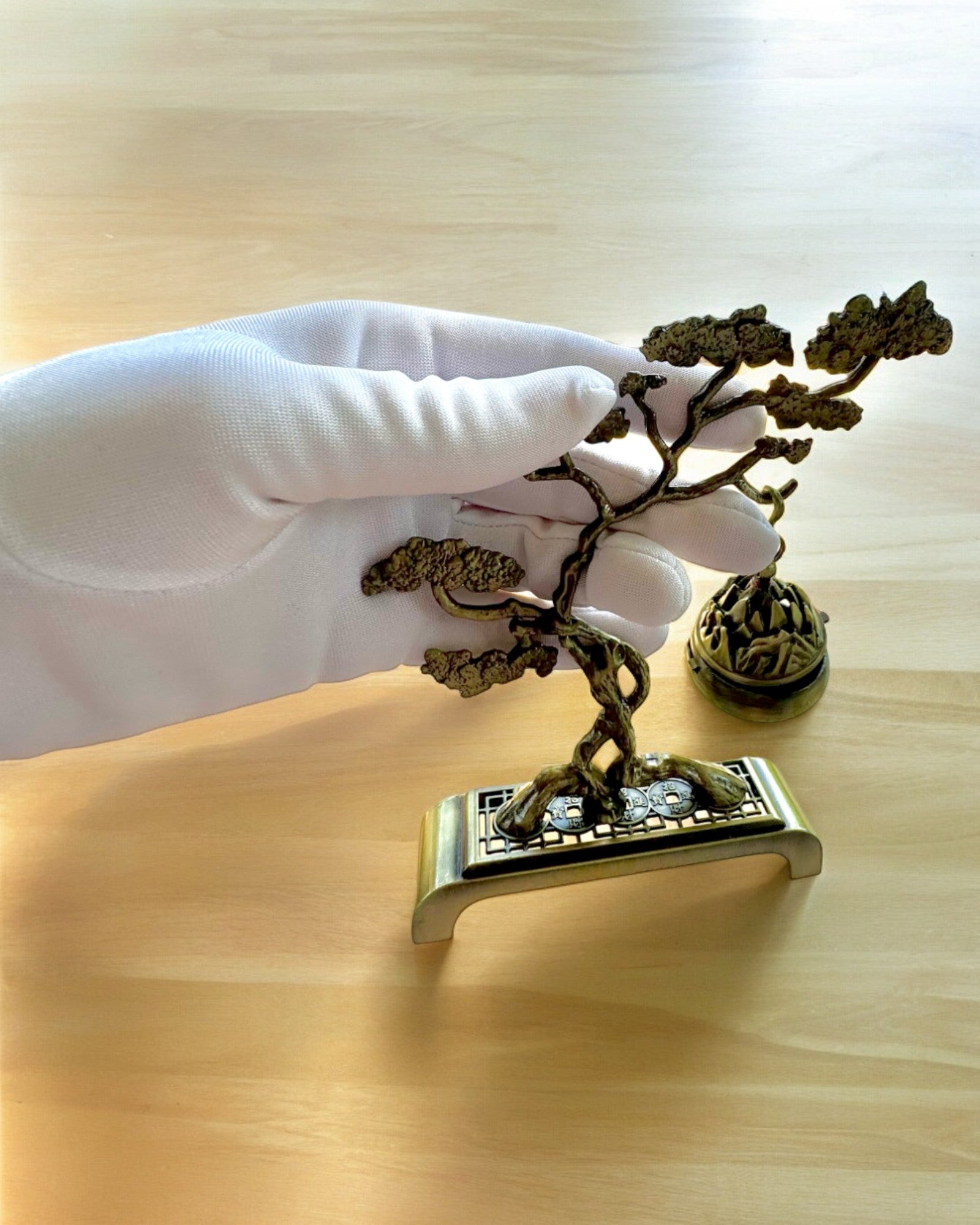 Poignée en métal élégante pour encens Bonsai - possibilité de personnalisation par gravure pour un cadeau