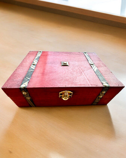 Antique Wooden Box with Engraving Option, 23 cm x 16 cm x 7.5 cm