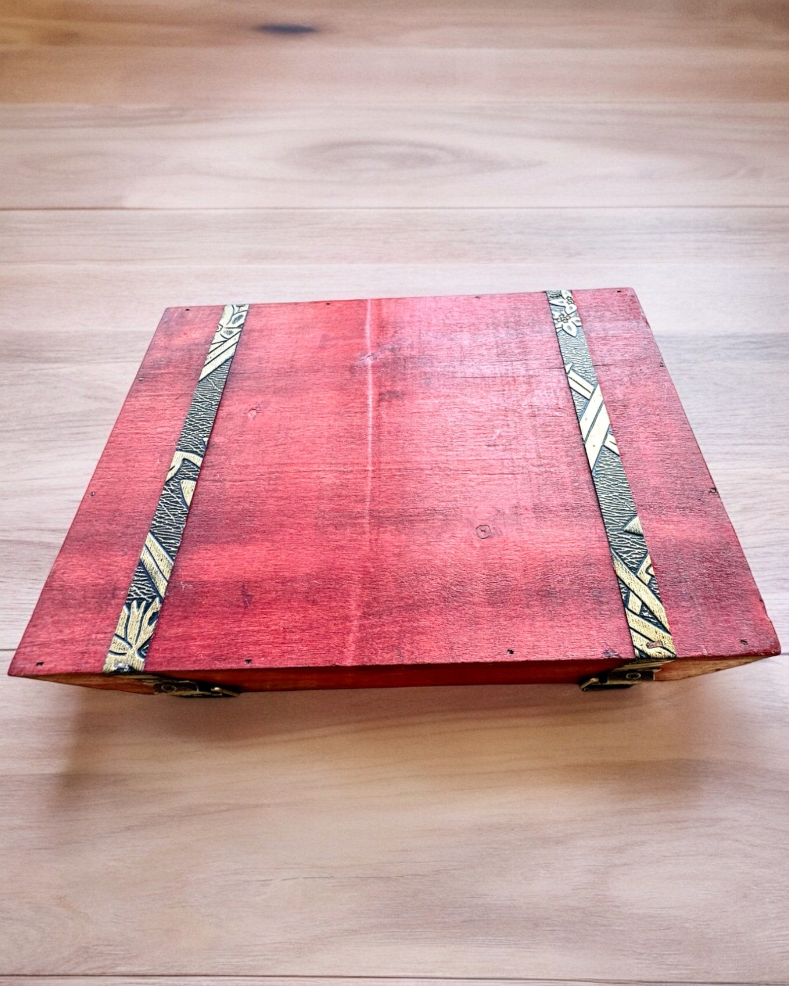 Antieke Houten Doos met Gravure Mogelijkheid, 23 cm x 16 cm x 7,5 cm