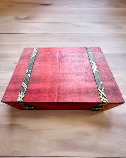 Antieke Houten Doos met Gravure Mogelijkheid, 23 cm x 16 cm x 7,5 cm