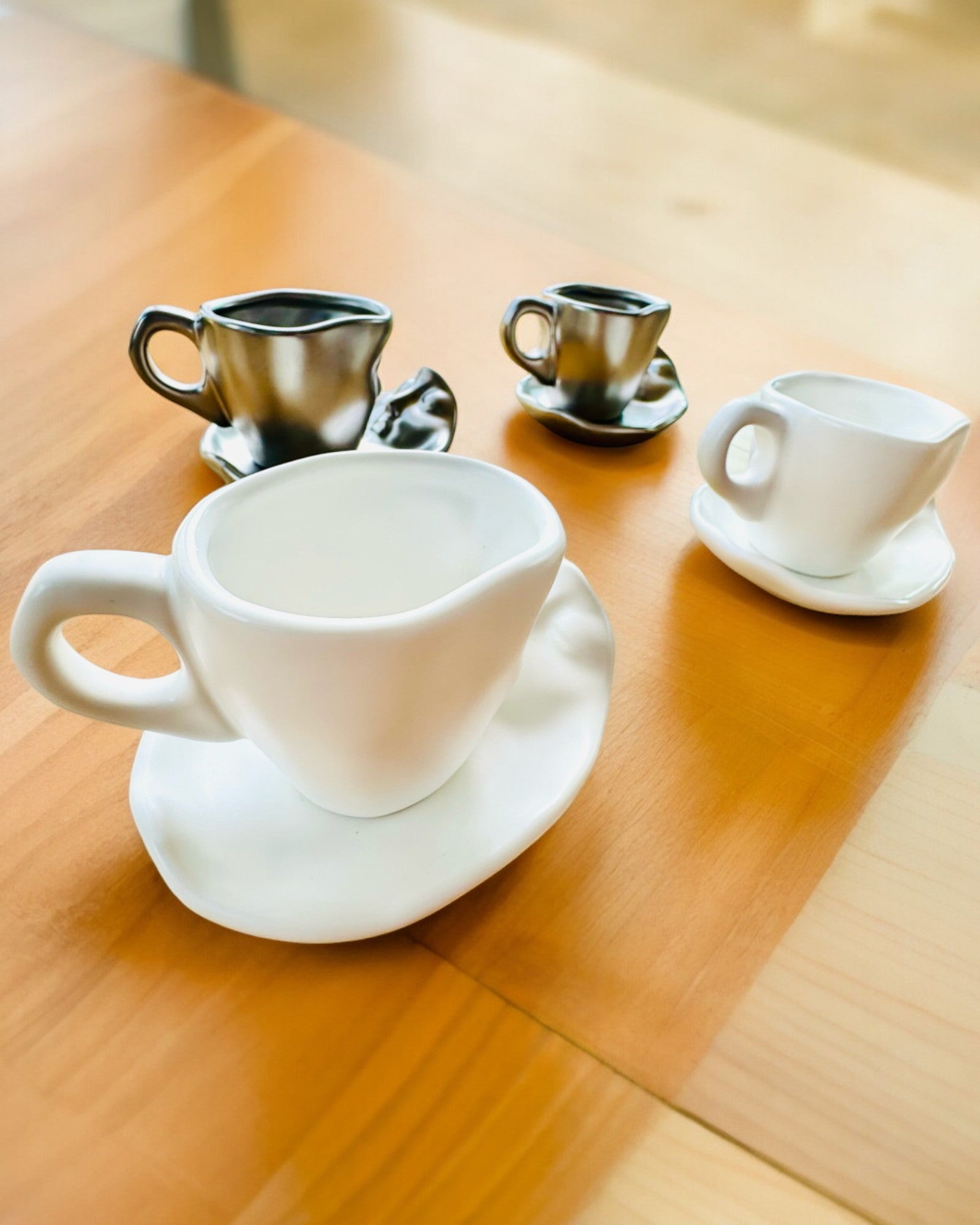 Tasses en céramique élégantes "Masque" – Ensemble de 2 pièces - possibilité de personnalisation par gravure pour un cadeau