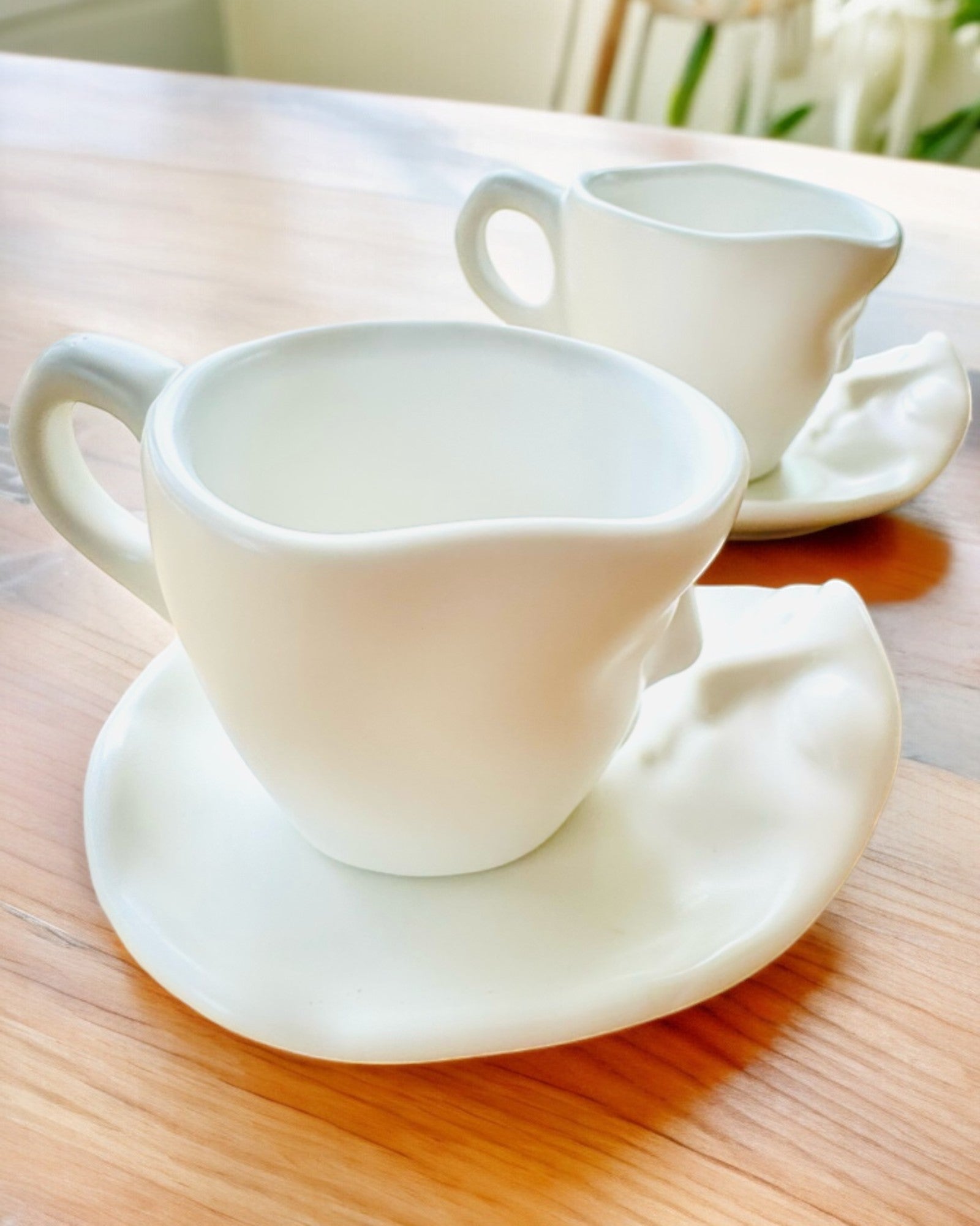 Elegant Ceramic Cups "Maska" – Set of 2 pcs. - personalization option with engraving for a gift