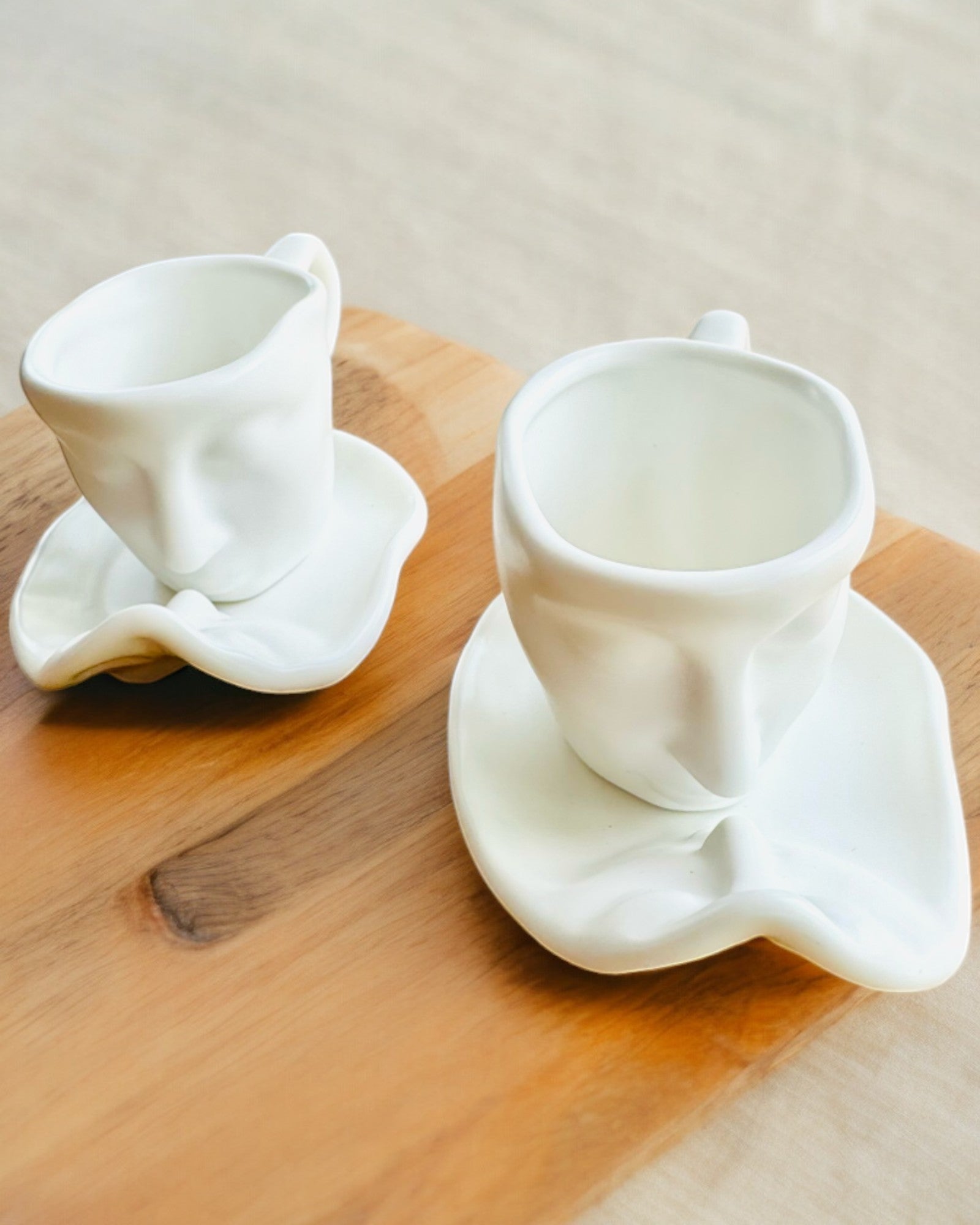 Elegant Ceramic Cups "Maska" – Set of 2 pcs. - personalization option with engraving for a gift