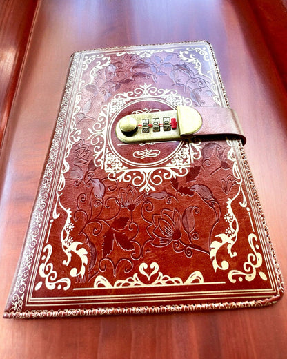 Exclusive Leather Notebook "Secret Notebook" A5 with Combination Lock - personalization with engraving