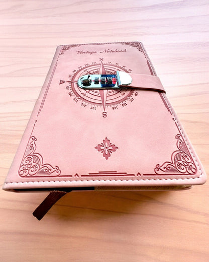 Secret A5 Vintage Notebook with Code Lock - Choose Your Style, personalization with engraving for a gift