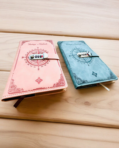 Secret A5 Vintage Notebook with Code Lock - Choose Your Style, personalization with engraving for a gift