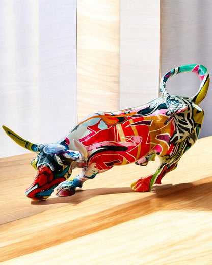 Beeldhouwwerk Stier Decoratief "BullArt" – Unieke Kunst met Gravure Optie - 4 kleurvarianten, voor een gepersonaliseerd cadeau