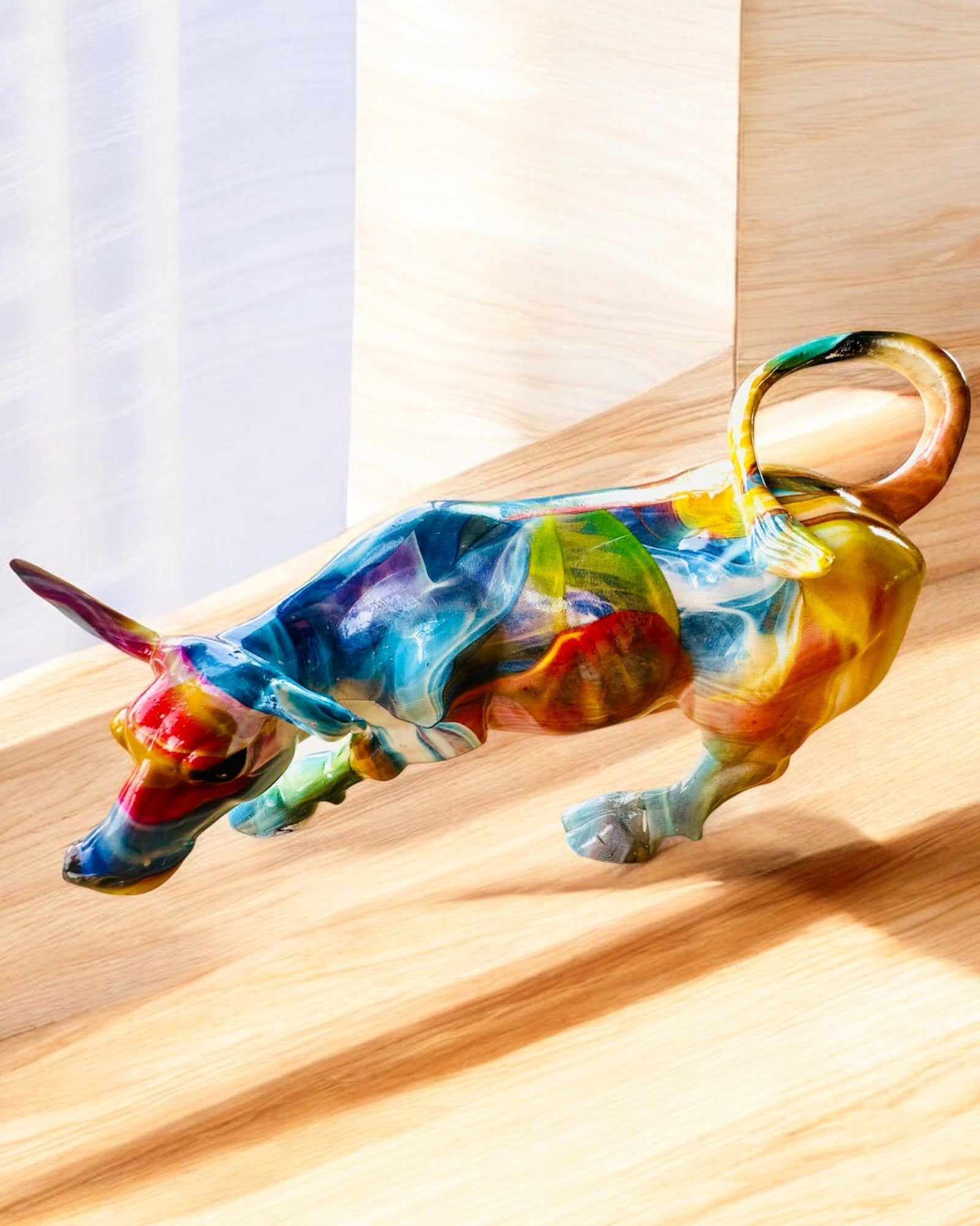 Beeldhouwwerk Stier Decoratief "BullArt" – Unieke Kunst met Gravure Optie - 4 kleurvarianten, voor een gepersonaliseerd cadeau