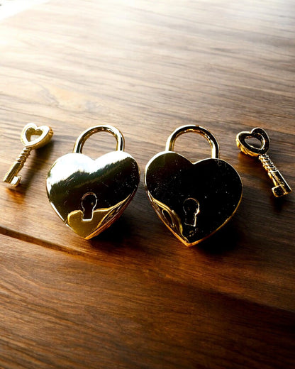 Love Mini Padlocks Heart DeLuxe - Set of 2 padlocks with keys, 6 variants to choose from, personalization option with engraving for a gift