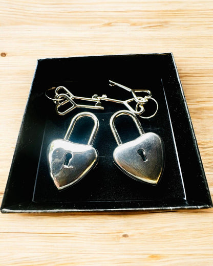 Clés de l'Amour - 2 mini Cadenas en Argent en Forme de Cœur, possibilité de personnalisation par gravure pour un cadeau