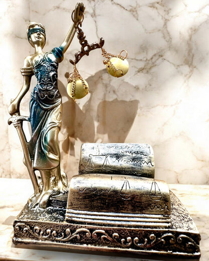 Statuette "Justicia 2" - Déesse de la Justice – Décoration Artistique pour Étagère, Artisanat en Résine, personnalisation par gravure