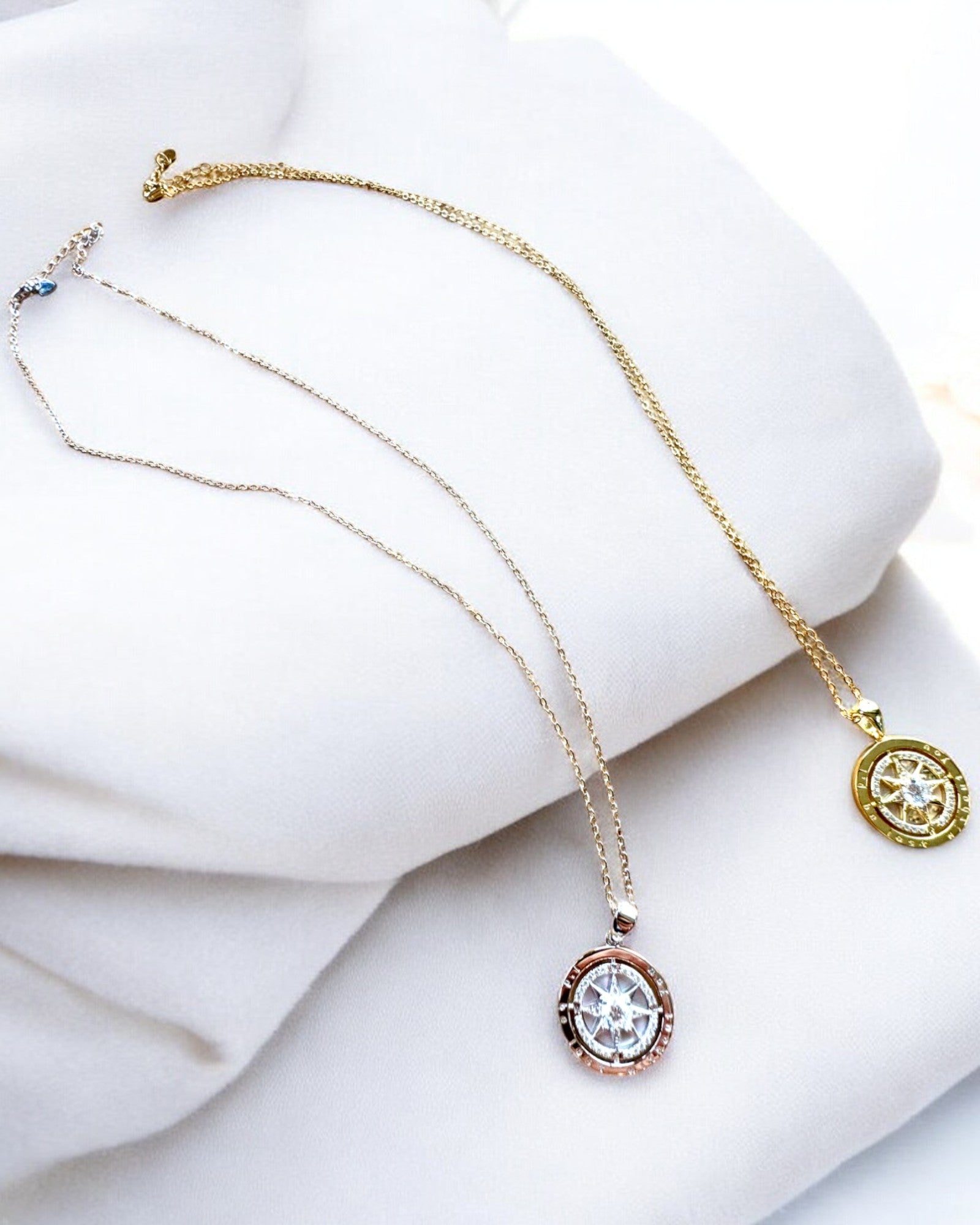 Compass Necklace "Star Direction", personalization option with engraving, 2 color variants to choose from