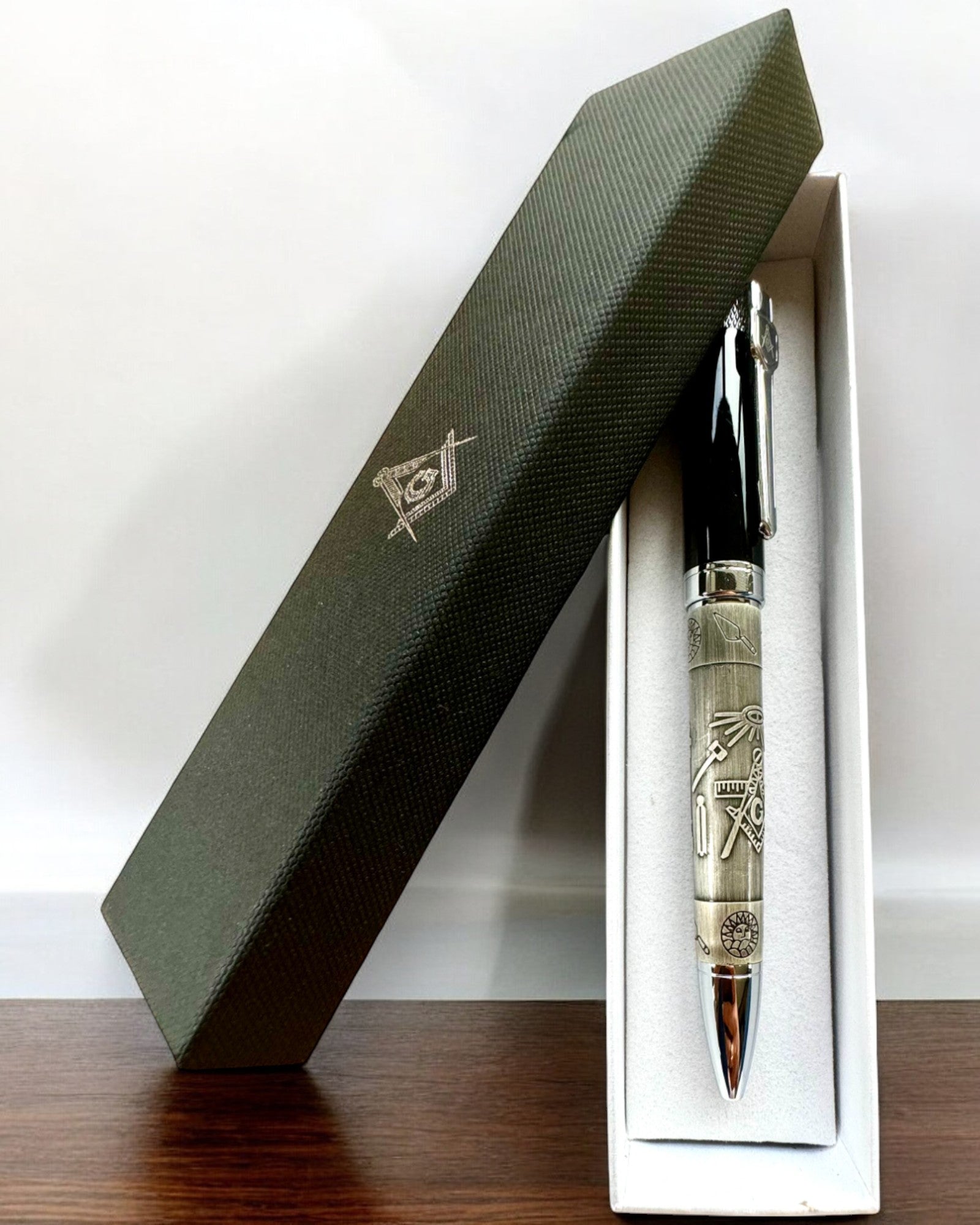 Elegant Pen "Masterful Harmony" with Engraving Option - Symbolic Motifs, Ancient Silver, personalization option for engraving as a gift