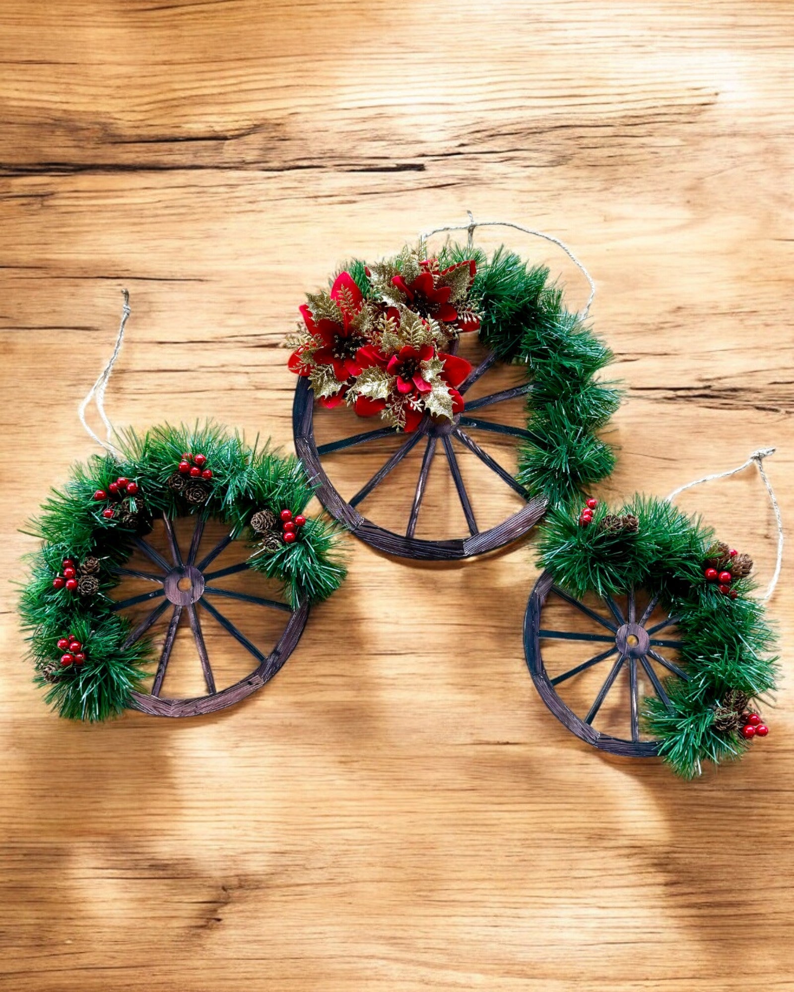 Set of 3 Decorative Christmas Wheels "Joyful Star" - personalization option with engraving for a gift