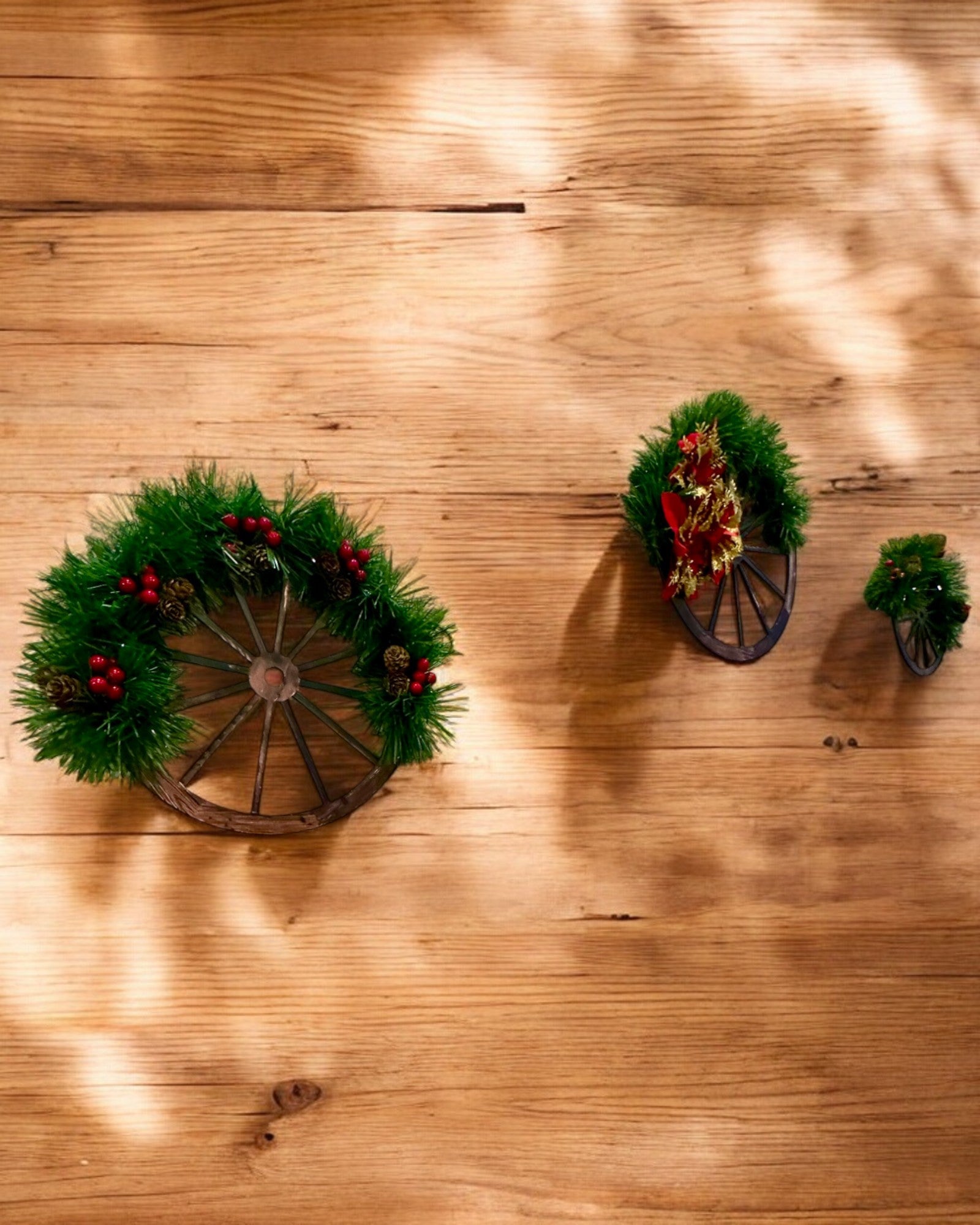 Ensemble Décoratif de 3 Roues de Noël "Étoile Joyeuse" - possibilité de personnalisation par gravure pour un cadeau