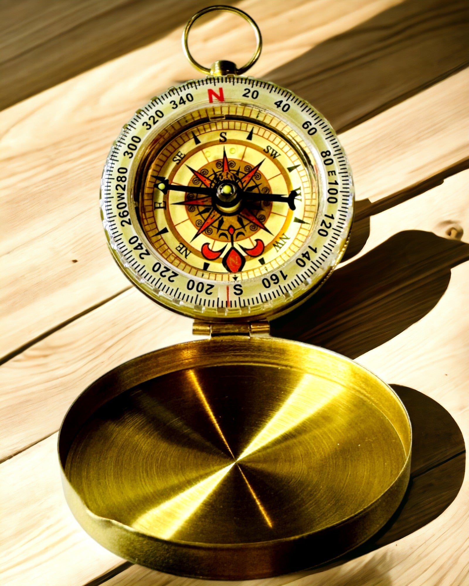 Waterproof Brass Compass with Glow Effect - Essential for Hiking and Camping, personalization with engraving