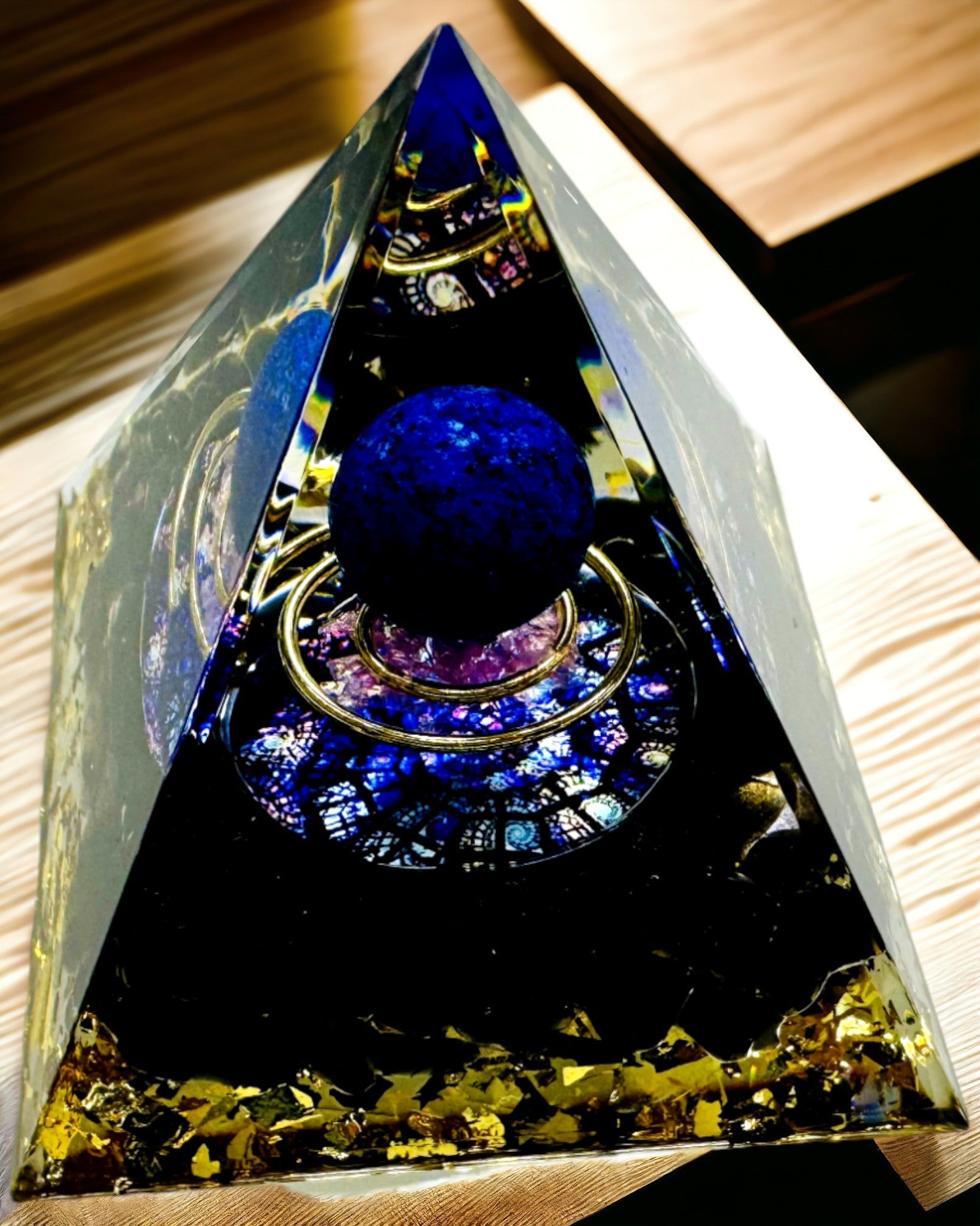 Energy Orgonite Pyramid with Crystals for Meditation – Radiates Positive Energy and Wealth