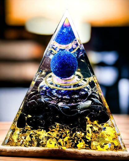 Energy Orgonite Pyramid with Crystals for Meditation – Radiates Positive Energy and Wealth