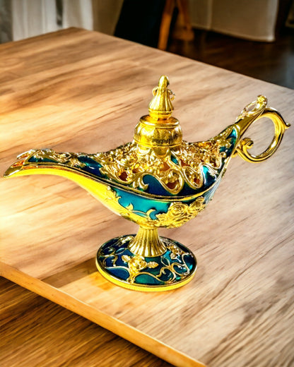 Petite Lampe Aladdin Fait Main - Artisanat Métallique Artistique pour Décoration Intérieure, gravure