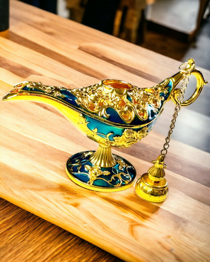 Kleine Handgemaakte Aladdin Lamp - Metalen Artistiek Handwerk voor Huisdecoratie, gegraveerd