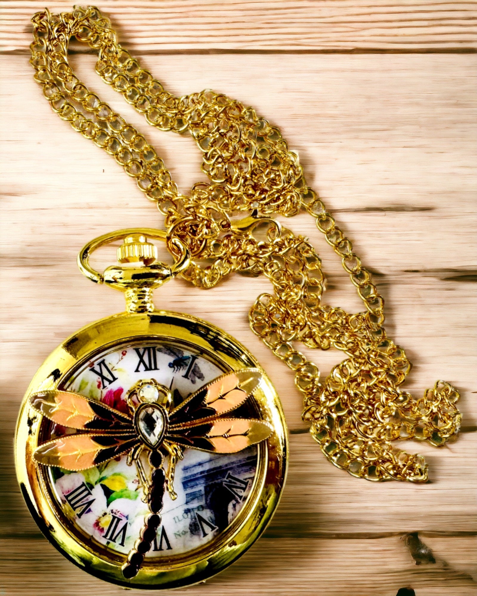 Classic Vintage Pocket Watch with Transparent Cover